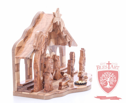 Nativity Set, with 2-D figures and Incense from the tomb of jesus. Size: 10" 5" 7.5"