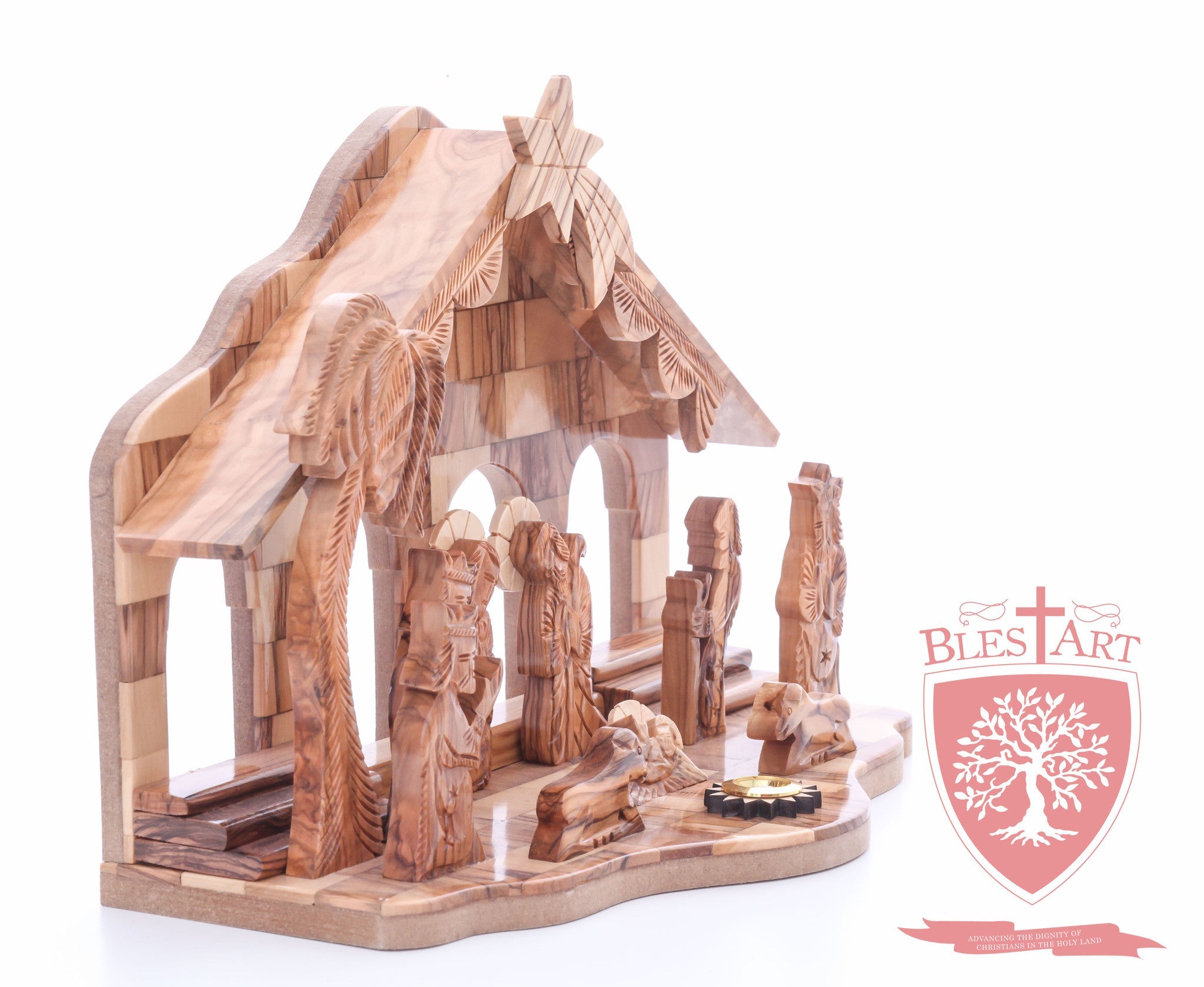 Nativity Set, with 2-D figures and Incense from the tomb of jesus. Size: 10" 5" 7.5"