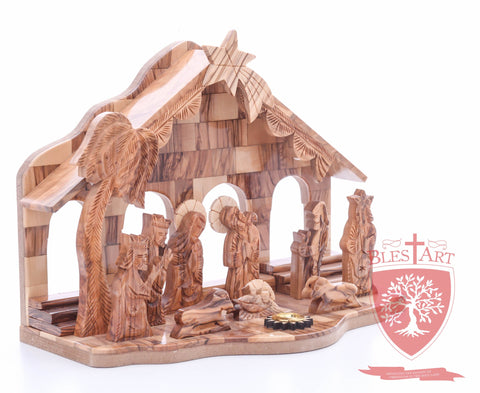 Nativity Set, with 2-D figures and Incense from the tomb of jesus. Size: 10" 5" 7.5"