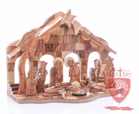 Nativity Set, with 2-D figures and Incense from the tomb of jesus. Size: 10" 5" 7.5"