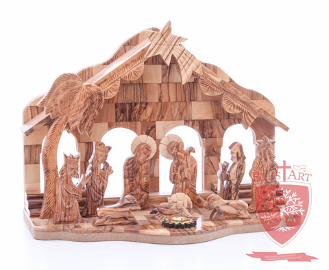 Nativity Set, with 2-D figures and Incense from the tomb of jesus. Size: 10" 5" 7.5"