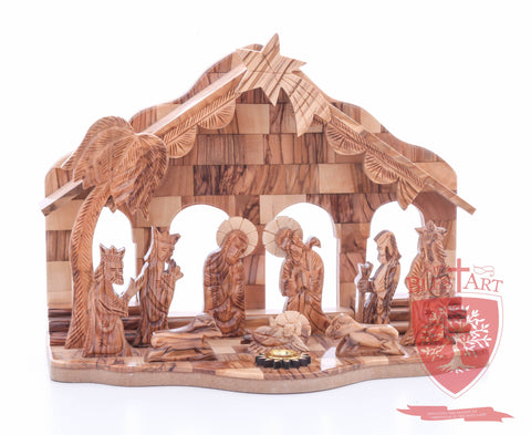 Nativity Set, with 2-D figures and Incense from the tomb of jesus. Size: 10" 5" 7.5"