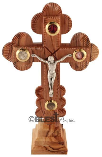 Roman Crucifix, with Holy Items, Size: 6.3"/16 cm. - Blest Art, Inc. 