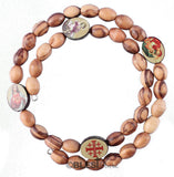 Bracelet, Snake Style, Olive Wood with different attchments, 2.4" / 6 cm
