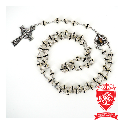 Silver Rosary, With Heart Shape Icon