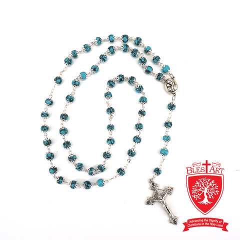 Silver Rosary, With gemstones and Soil from the Holy Land