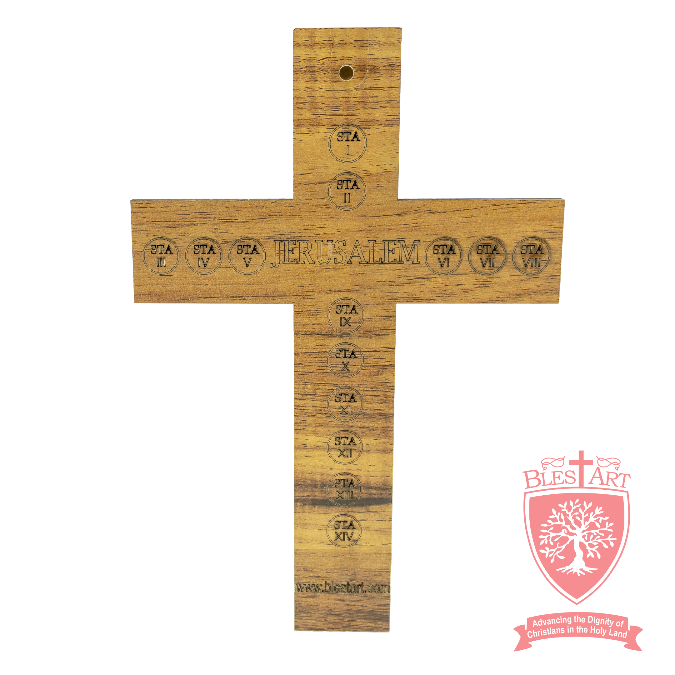 Olivewood Cross with Abalone Shell and 4 Holy Items