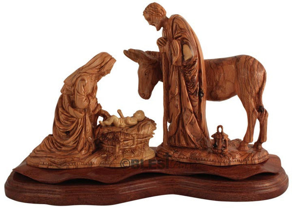 Christmas Scene, Artistic Holy Family with Donkey