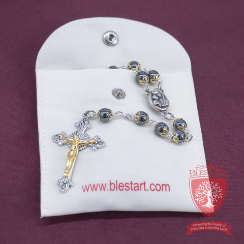 Silver Rosary, With gemstones and Soil from the Holy Land