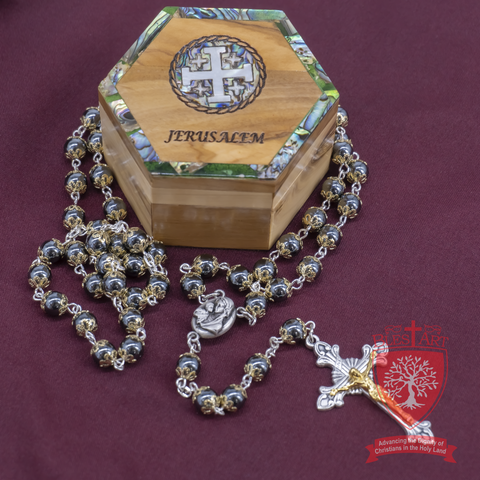 Silver Rosary, With gemstones and Soil from the Holy Land