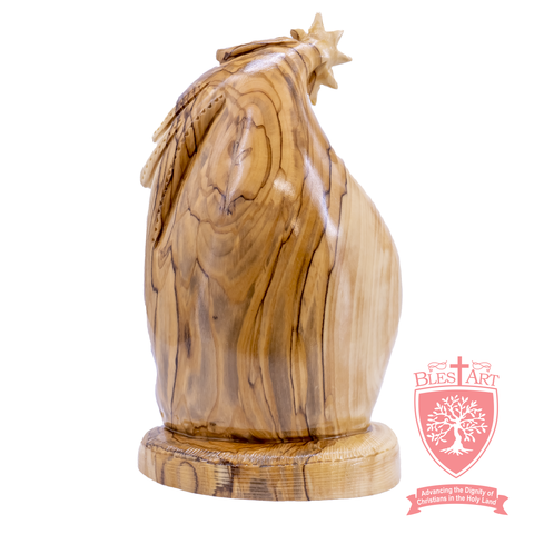 Holy Family with Shining Star on Bethlehem - olive wood