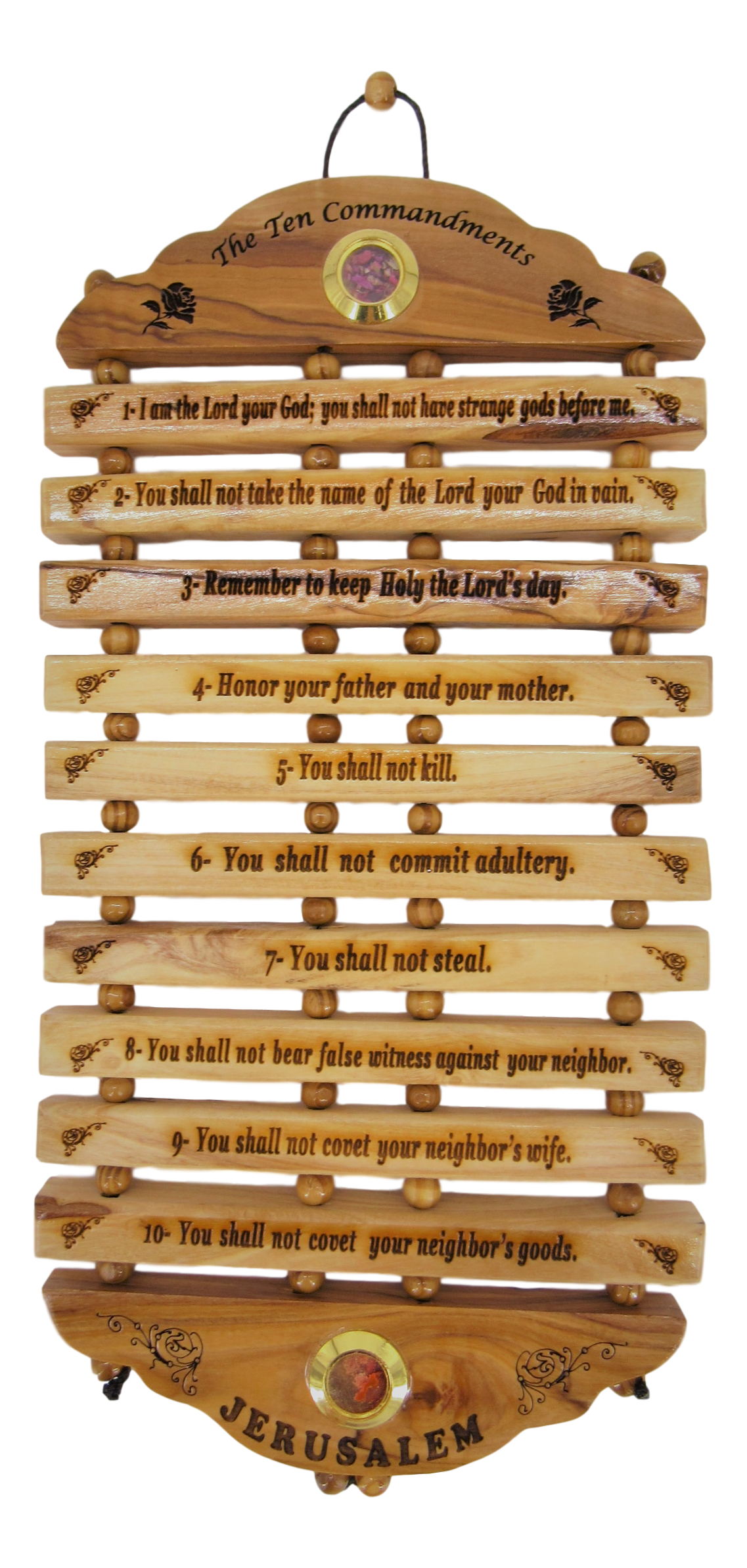 Ten Commandments Plaque, with two holy items, Available in different sizes