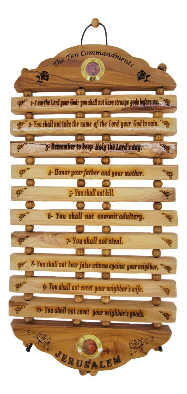 Ten Commandments Plaque, with two holy items, Available in different sizes