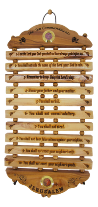 Ten Commandments Plaque, with two holy items, Available in different sizes