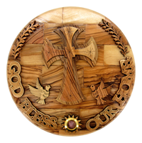 Plaque, "God Bless Our Home", with Roman cross and holy item. available in different sizes