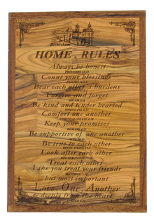 Home Rules plaque, Size: 8.5" x 12.2"