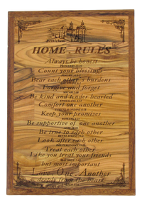Home Rules plaque, Size: 8.5" x 12.2"
