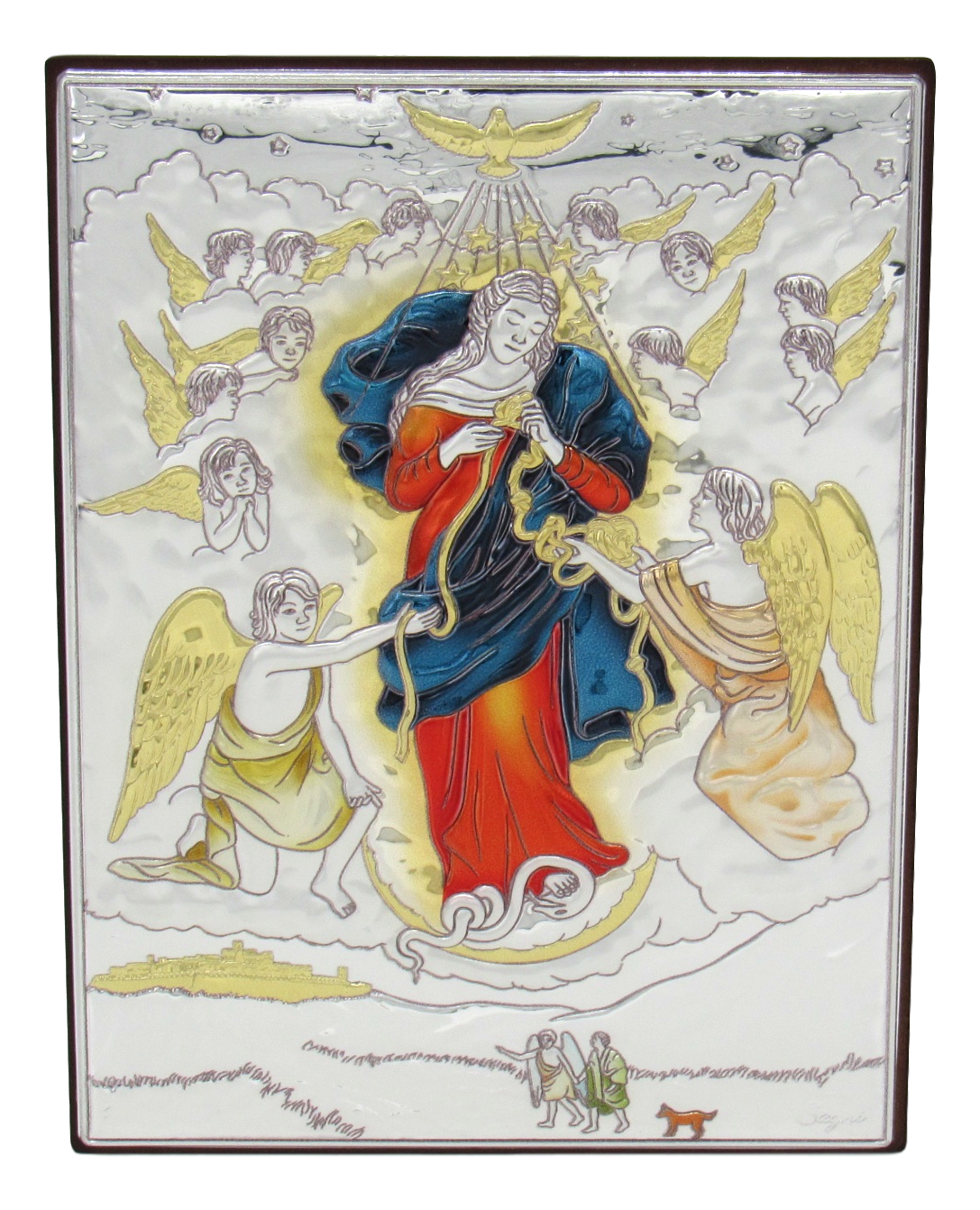 Our Lady the Undoer of Knots Icon, Silver plated, Available in different sizes.