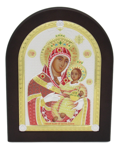 Icon of Madonna & Child, Silver plated, Available in different sizes.