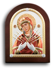 Icon of Our Lady of the seven Sorrows, Silver plated, Available in different sizes