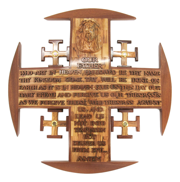 Jerusalem Cross with the Lords prayer and Holy Items