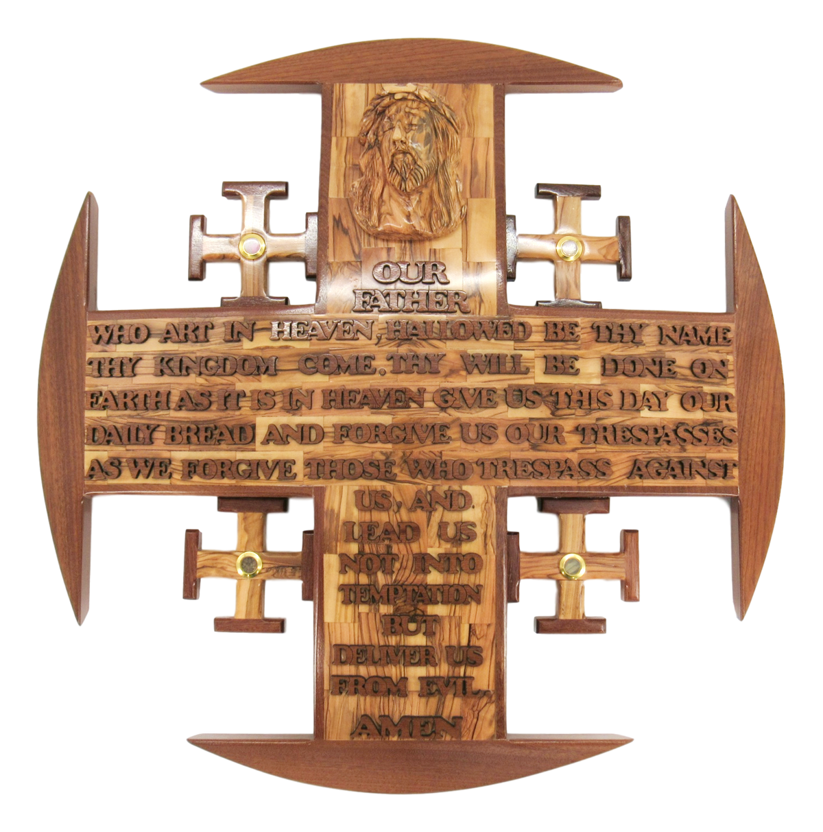 Jerusalem Cross with the Lords prayer and Holy Items