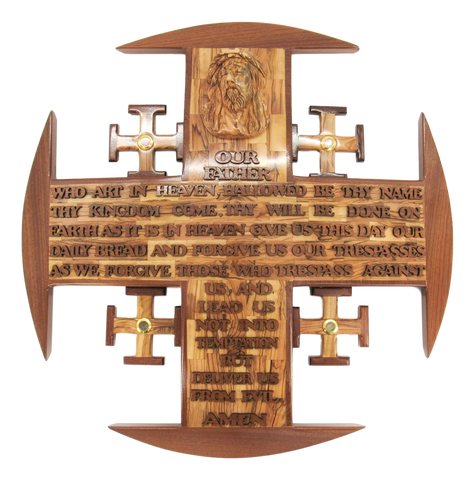 Jerusalem Cross with the Lords prayer and Holy Items