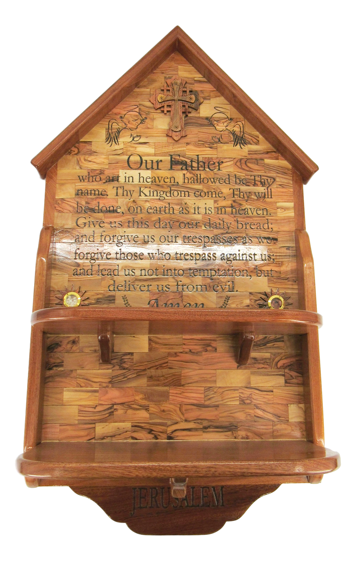 Home Altar with the lord`s prayer and Holy items. Size: 20.5" x 10" x 23"