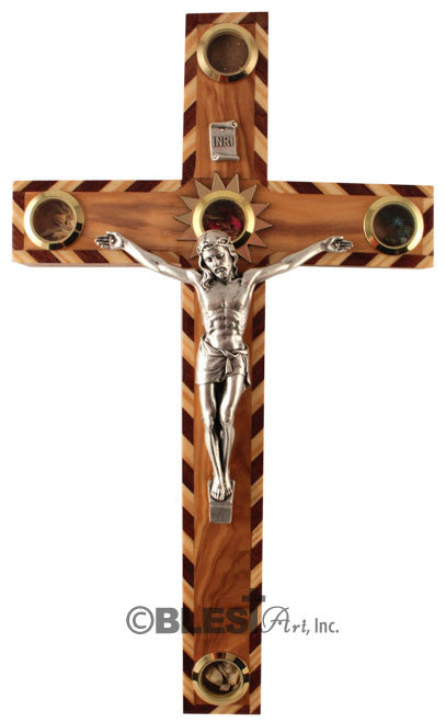 Latin Crucifix, Chevron, with Holy Items, Different sizes available - Blest Art, Inc. 