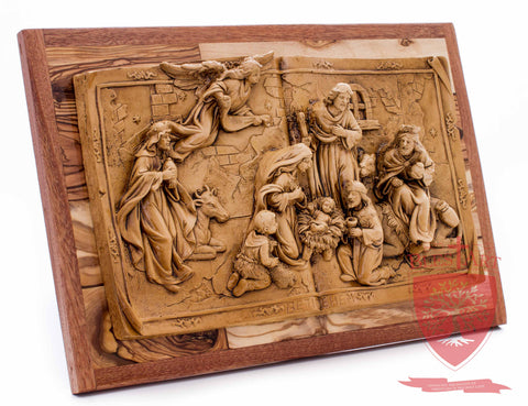 Plaque, Nativity scene in a book style, Size: 12" X 5.5"