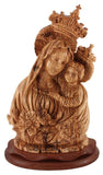 Artistic Bust of Madonna & Child with Crowns - Olive wood