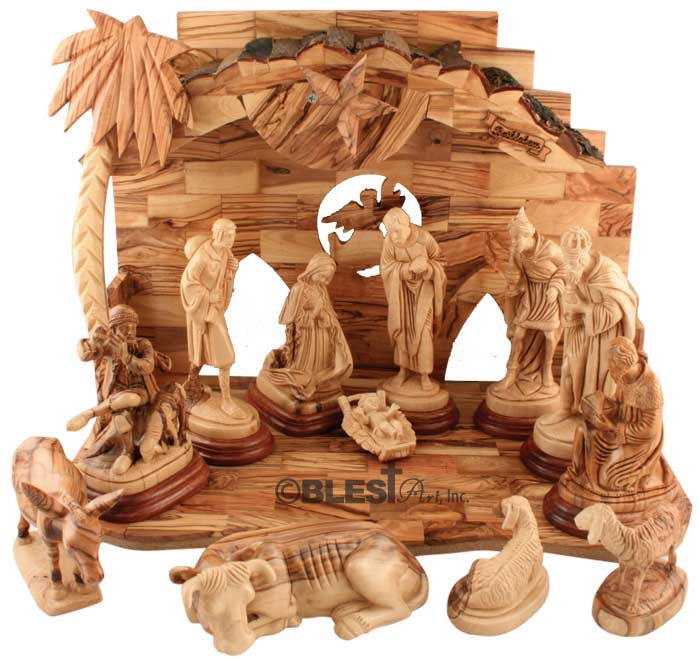 Nativity set, Musical, Cathedral Quality, Size: 13.8"/35 cm Height - Blest Art, Inc. 