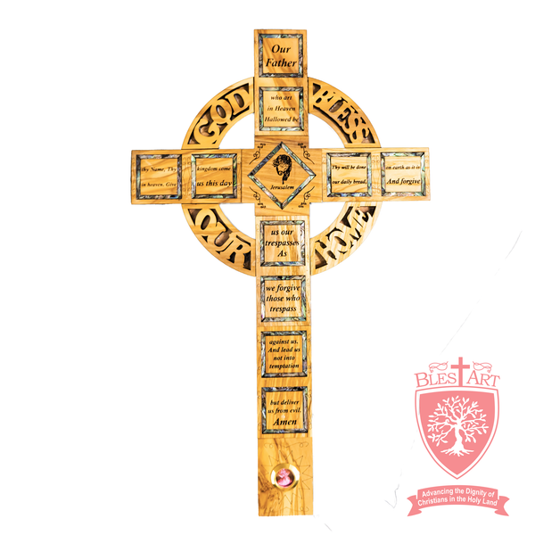 Our Father Prayer, Cross Shape - Olive wood