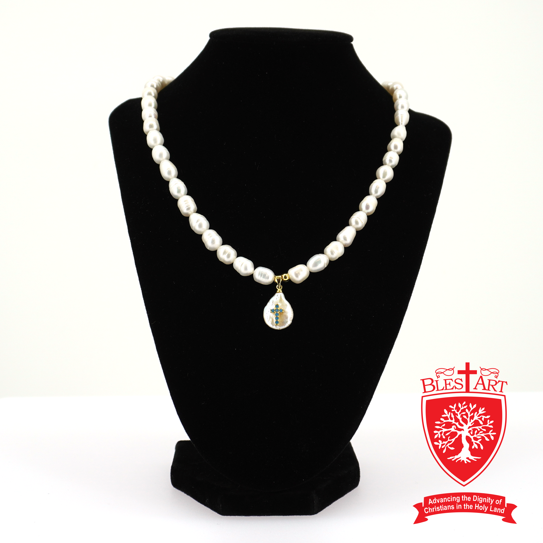 Pearl Strand Necklace With cross