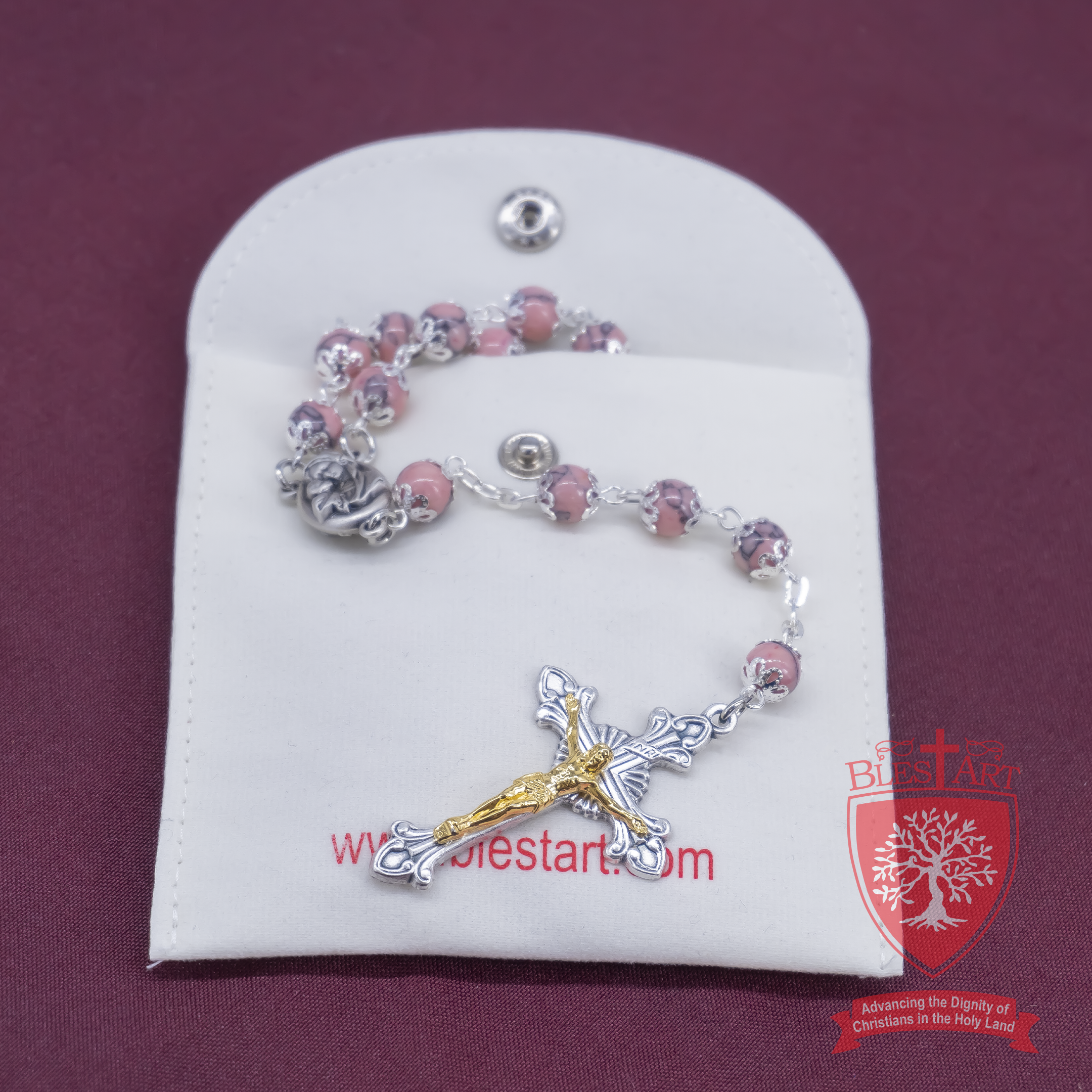 Silver Rosary, With gemstones and Soil from the Holy Land