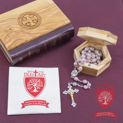 Silver Rosary, With gemstones and Soil from the Holy Land