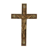 Latin Cross with Wooden body and raw Olive wood on the sides along with Holy Items, Size: 20"/51 cm