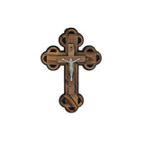 Different styles of small roman crosses on a base and small hand icons. Size: 4"