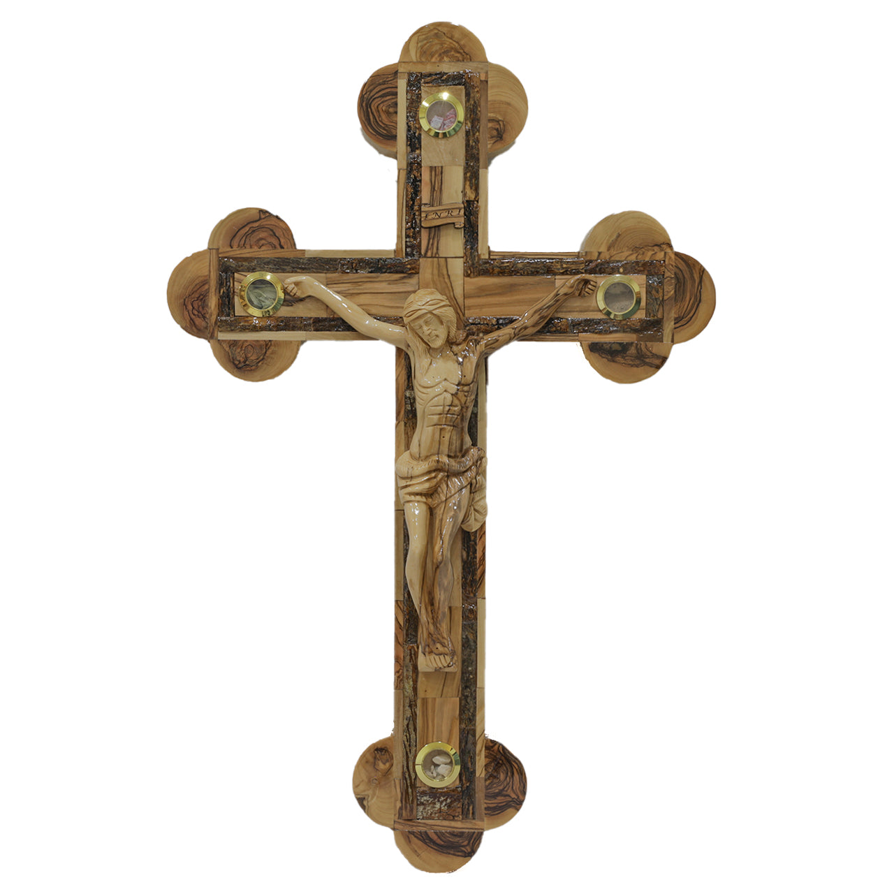Roman Cross with Wooden body and raw Olive wood