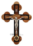 Roman Crucifix with Walnut edges and Holy Items, Different sizes available - Blest Art, Inc. 