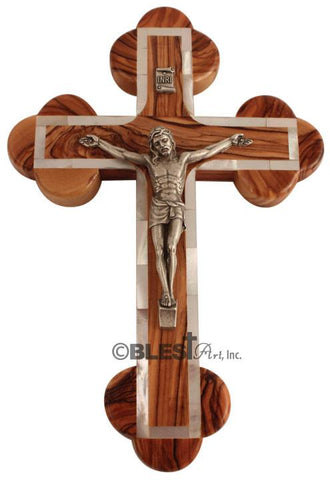 Roman Crucifix, with mother of pearls seashells, Plain, Different sizes available - Blest Art, Inc. 