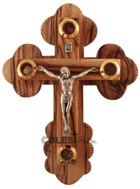 Roman Crucifix, with Holy Items, Size: 6.3"/16 cm. - Blest Art, Inc. 