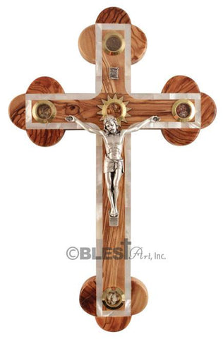 Roman crucifix, With mother of pearls and holy items, Different sizes available.