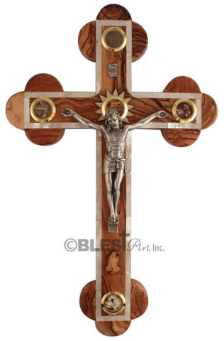 Roman crucifix, With mother of pearls and holy items, Different sizes available.