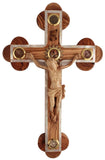 Roman Crucifix, Mother of Pearls seashells. Wooden Figure and Holy Items, Size: 13.8"/35 cm - Blest Art, Inc. 