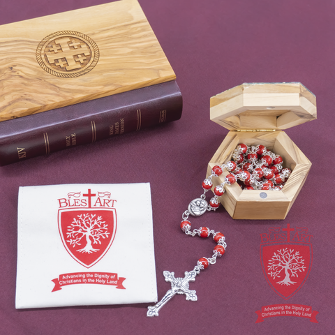 Silver Rosary, With gemstones and Soil from the Holy Land