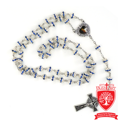 Silver Rosary, With Heart Shape Icon