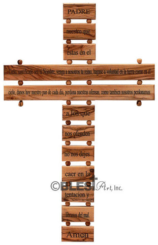 The Lord's Prayer Cross with Holy Item, Spanish edition. Available in Different sizes. - Blest Art, Inc. 