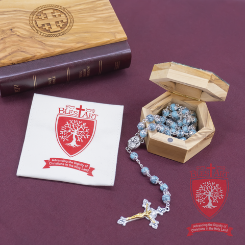 Silver Rosary, With gemstones and Soil from the Holy Land